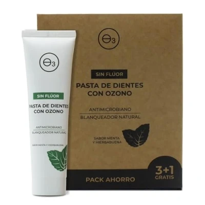 Immagine di ozono D&#039;OR dentifricio senza fluore e solfati 100% naturale bio con sbiancante sopra sensibili, certificati confezione risparmio 3 + 1 gratis = 4 pezzi 100 ml (4)