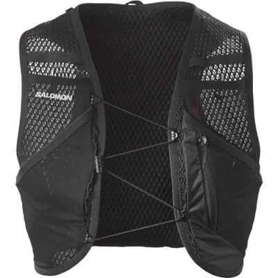 Immagine di Salomon Active Skin 8 No Flasks Gilet Unisex da Corsa, Facilità di Idratazione Trail Running Escursionismo MTB, Fit preciso, Tasche e scomparti ottimizzati, Nero, L