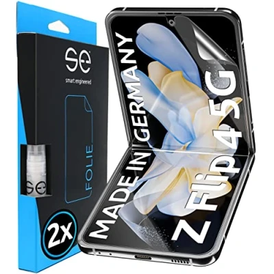 Immagine di smart engineered s.e Pellicola Protettiva per Display Full Screen Samsung Galaxy Z Flip 4, 2 Pezzi, Supporto Il Posizionamento, in Vetro, Trasparente