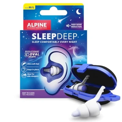 Immagine di Alpine SleepDeep Tappi per dormire in gel morbido Forma ovale 3D rivoluzionaria eliminazione del rumore e ottimizzare il comfort l’attenuazione Riduci i rumori 1 paio riutilizzabile
