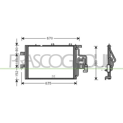 Immagine di PRASCO OP030C002 Condensatore 11 8 Alluminio 590 OPEL: Corsa C Hatchback