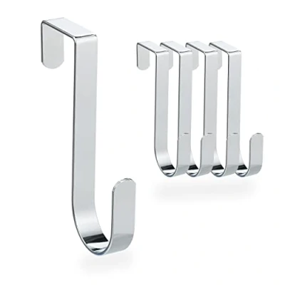 Immagine di relaxdays Set da 5 Ganci Sopraporta, per Vestiti, Porte Smussate, Gancetti Appenditutto, Bagno, L: 12 cm, Argento, metallo, Pz