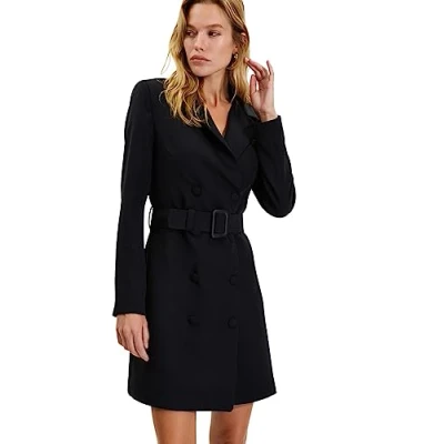 Immagine di Trendyol Abito con Colletto a Camicia Dress, Nero, 42 Donna