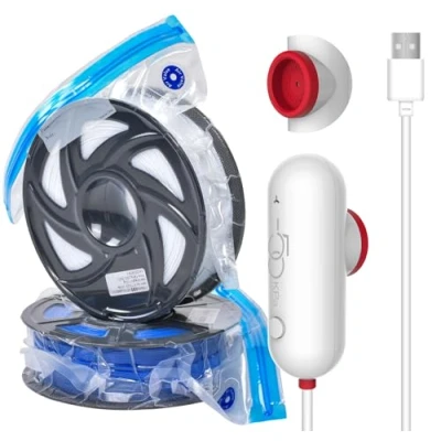 Immagine di Vacbird Sacchetti Sottovuoto per Filamenti Stampante 3D, kit Pompe Elettriche, 10 pezzi Riutilizzabili con Sacchetto Sigillato a prova di Umidità