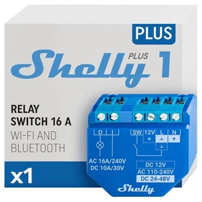 Immagine di Shelly Plus 1 Attuatore interruttore Bluetooth, Wi Fi