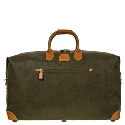 Immagine di Bric&#039;s Holdall Collezione LIFE, Borsa da Viaggio con Tracolla e Spallacci di appoggio per Valigia, Lucchetto TSA integrato, PVC, Dimensione 55x32x20 cm, Olive