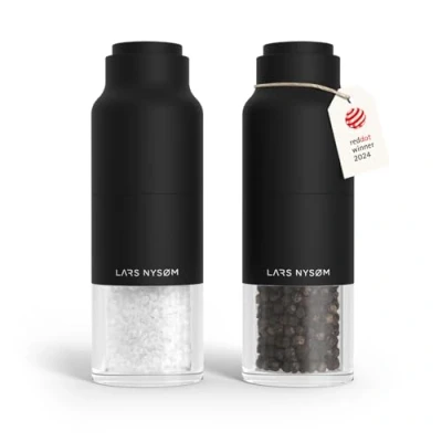 Immagine di LARS NYSØM Set di macinini per sale e pepe in acciaio inox con macina regolabile I Bottiglia Design spezie Manuale (Carbon Black)
