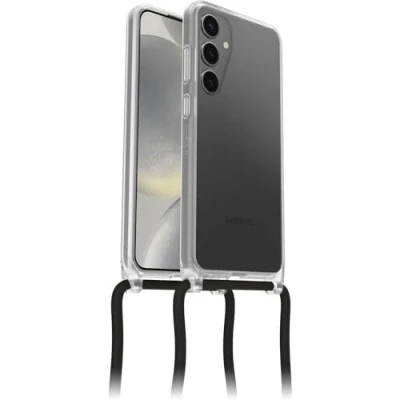 Immagine di Cover OtterBox React Necklace per Samsung Galaxy S24+, Custodia Ultra sottile, Resistente a shock con cordino collana, Adattabile e intercambiabile, Testata norme MIL STD 810G, Trasparente