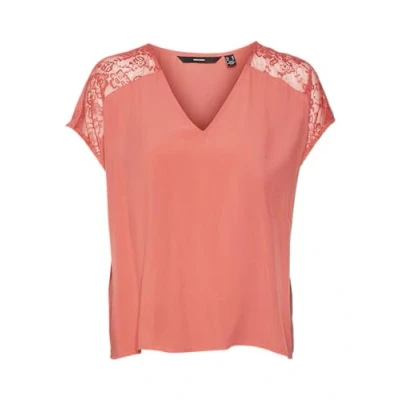 Immagine di VERO MODA Vmrusk Lace V Neck SS Top Wvn Ga, Cayenne, M Donna