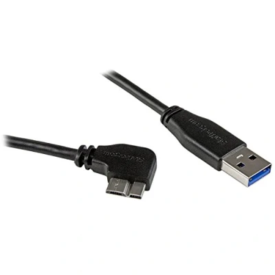 Immagine di StarTech.com Cavo USB 3.0 Tipo a Micro B Slim, Connetore USB3.0 Slim ad Angolo Destro Gen 1, 5 Gbps, 1 M