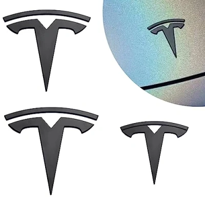 Immagine di Set di etichette per auto, 3 pezzi, logo con nero opaco, accessorio auto anteriore/posteriore/volante