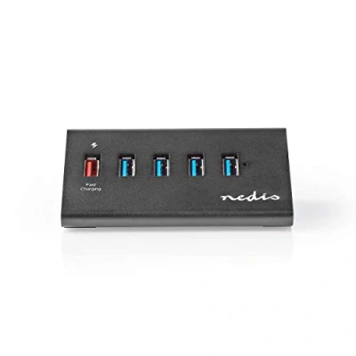 Immagine di Nedis Hub USB 5x porte QC3.0 / 3.2 Gen1 Alimentazione tramite 5 Gbps Nero