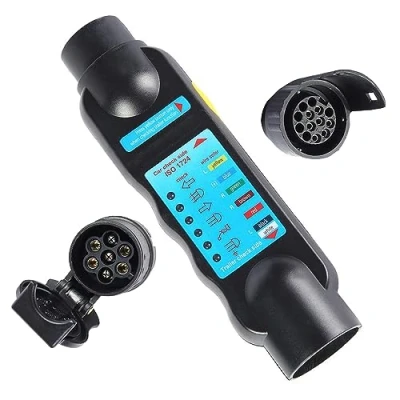 Immagine di AOHEWEI 7 Poli Traino Luci del Rimorchio Tester per Spina e Presa de Cablaggio 12V Circuito con Adattatore Auto Camper 13 Converter Connettore(Tester rimorchi)