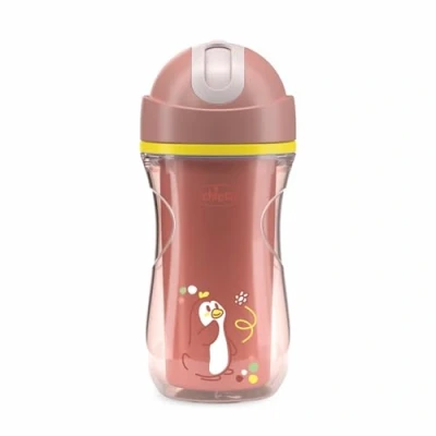 Immagine di Chicco Sport Cup Bicchiere Antigoccia in Silicone per Bambini 14+ Mesi, 266 ml, Tazza Biberon Termica Imparare a Bere, con Cannuccia Flessibile Resistente ai Morsi, Senza BPA, Rosa