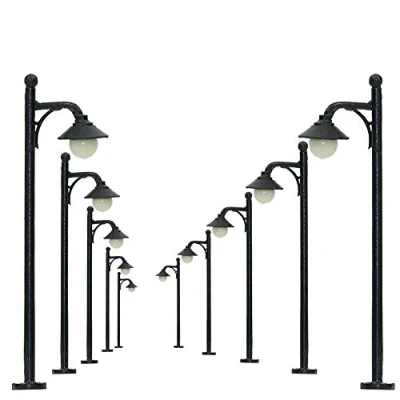Immagine di Evemodel LYM21 10pcs Model Railway Train Lamp Post Street Lights N TT Scale LEDs NEW