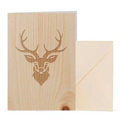 Immagine di myZirbe Biglietto di compleanno in legno per cacciatori, förster, cervo, invito a caccia, regalo uomini esami certificato caccia (cirbro)
