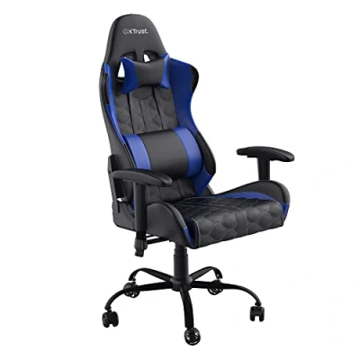 Immagine di Trust Gaming GXT 708B Resto Sedia Gaming, 360 con Cuscini Rimovibili, Regolabile in Altezza, Girevole da Scrivania per PC, Ufficio, Gioco Blu