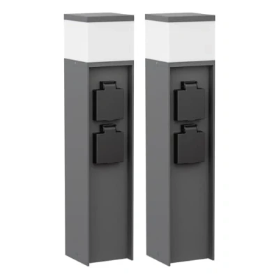 Immagine di ledscom.de 2 pz. bitta luminosa PODEL per esterni, 39cm, antracite, prese, incl. lampadina G9, 596lm, bianco