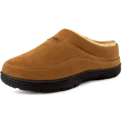 Immagine di HomeTop Pantofole Mocassino da uomo Caldo Morbida Antiscivolo Memory Foam Interni Scarpe casa Castagno, 46 47 EU