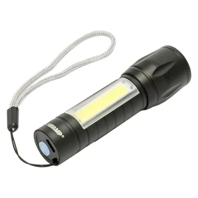 Immagine di VELAMP THOR MAX: torcia ricaricabile LED 1W con funzione zoom e lanterna laterale.