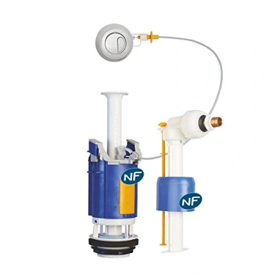 Immagine di Regiplast 26500 Batteria di scarico WC con doppio flusso, meccanismo a cavo, rubinetto galleggiante UNI 0500, certificazione NF classe 1