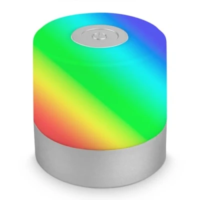 Immagine di BRILONER Mini lampada da tavolo a LED senza fili, comodino touch, scrivania, USB C, campeggio, luce bianca calda e colorata, 7x7 cm, colore argento