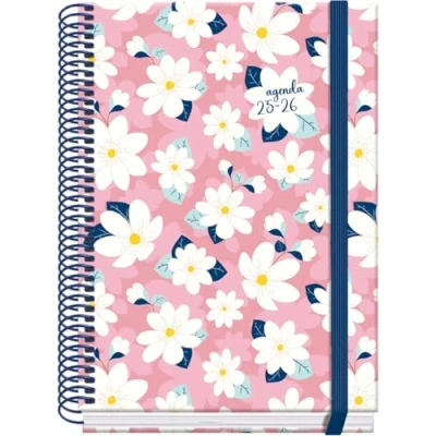 Immagine di Dohe Agenda scolastica 2025 2026 Panoramica settimanale, formato A5 (15 x 21 cm), spagnolo e inglese, da settembre a giugno, rilegatura spirale ed elastico, copertina rigida, 4 pagine adesive