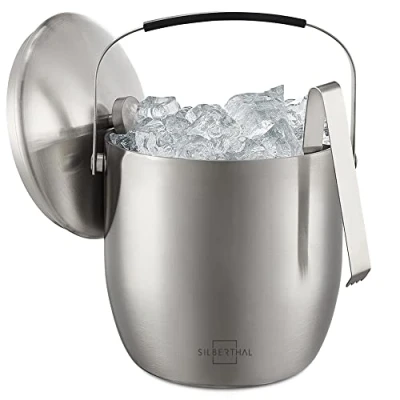 Immagine di SILBERTHAL Secchiello Ghiaccio Acciaio Inox 3L Portaghiaccio con Manico, Pinza Ice bucket