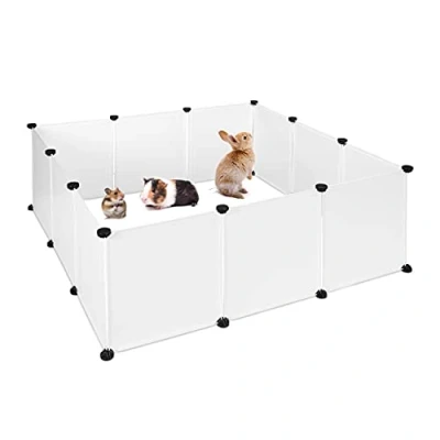 Immagine di Relaxdays Recinto, Recinzione DIY per Animali di Piccola Taglia, Allungabile, Conigli, Plastica, 47x110x110 cm, Bianco