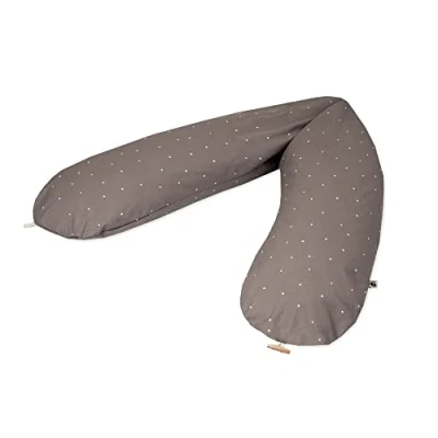 Immagine di Julius Zöllner Organic Cuscino da allattamento Nappi con bottone, circa 190 cm, imbottitura 42 litri in microperle EPS rivestimento 100% cotone biologico, Oeko Tex Standard 100, Wild Dots