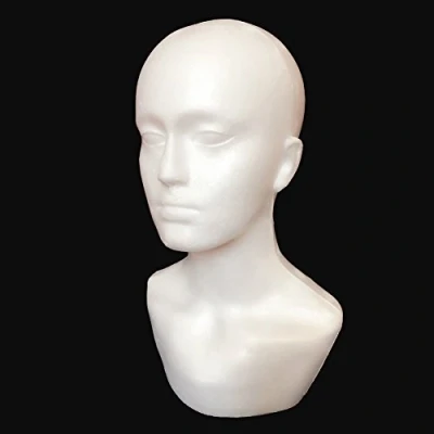Immagine di Gemini_mall®, espositore a testa di uomo in polistirolo, manichino per parrucche, cappelli, colore bianco