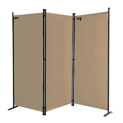 Immagine di QUICK STAR Paravento da Giardino 170 x 165 cm 3 parti pieghevole Divisorio in Tessuto Protezione della Privacy Beige