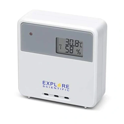 Immagine di Explore Scientific ST1005 Sensore per esterni con Display LED rilevare temperatura e umidità, Montaggio a parete o supporto da tavolo, Bianco