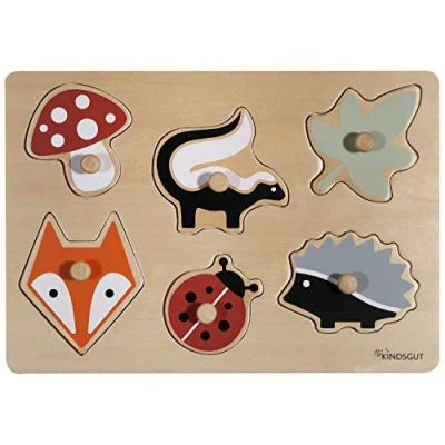 Immagine di Kindsgut puzzle ad incastro in legno, per bambini piccoli, giocattoli di alta qualità un design semplice e colori tenui giochi divertenti, bei regali, foresta