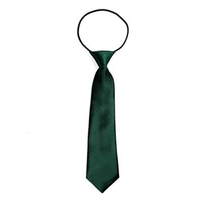 Immagine di DonDon Cravatta da bambino ragazzo effetto seta lucida 7,0 cm di larghezza con elastico verde scuro