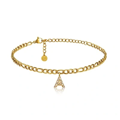 Immagine di GD GOOD.designs Cavigliera d&#039;oro con lettere impermeabili I da donna placcata oro 18 carati regolabile (22 27 cm) acciaio inossidabile (A)
