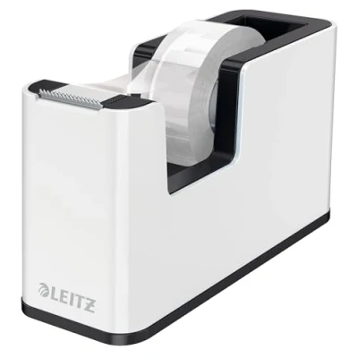 Immagine di LEITZ WOW Dispenser per Nastro adesivo Dual Color, Base Appesantita, da 10 mt incluso, Bianco/Nero, 53641095
