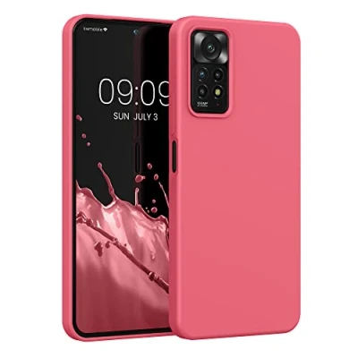 Immagine di kwmobile Cover per Xiaomi Redmi Note 11 Pro / (5G) 12 (4G) Custodia Back Case Smartphone in Silicone TPU Protezione Gommata corallo fluorescente