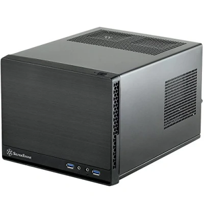 Immagine di SilverStone SST SG13B Q Sugo Mini ITX Compact Computer Cube Case, pannello frontale in plastica con placche alluminio, nero