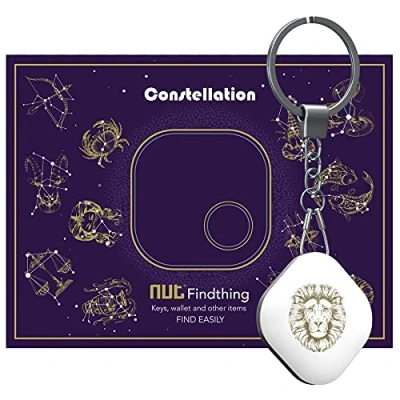 Immagine di Nutale 1PCS Localizzatore Trova Oggetti Smarriti e Chiavi con App per regali Costellazione Cani, Bambini, Gatti, Bagagli, Portafogli, Batteria Sostituibile Impermeabile (Leo)