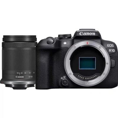 Immagine di Canon EOS R10 APS C mirrorless nera + 18 150mm IS STM (24,2 Mp, fino a 23 fps, DIGIC X, video 4K UHD 60p, Dual Pixel CMOS Auto Focus II, Display touchscreen orientabile da 7,5 cm, Wi Fi, BT)