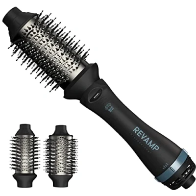 Immagine di REVAMP Volume &amp; Style Hot Brush Styler Spazzola ad aria calda 4 in 1 per asciugare, volumizzare e lisciare, con 2 testine intercambiabili capelli corti, medi lunghi, tecnologia ionica