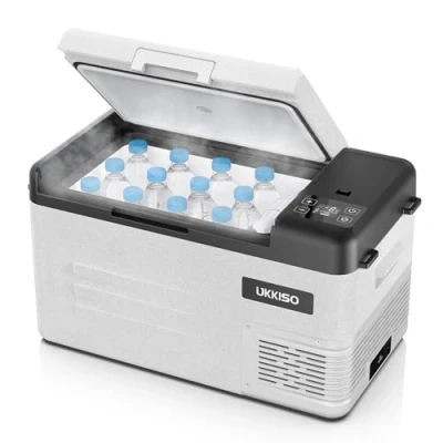 Immagine di UKKISO Compressore frigorifero 22 l per auto, da 20 C a C, 12/24 V DC 100 240 VC, scatola frigo elettrica camion, barca, campeggio, RV con connettore USB