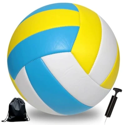 Immagine di Bibykivn Palla da Pallavolo,Pallone Beach Volley,Soft Touch Volleyball per Interni ed Esterni,Pallavolo Spiaggia Palestra Addestramento,Articolo Con Zaino e Borsa a Rete Pompa,Taglia 5 (C)