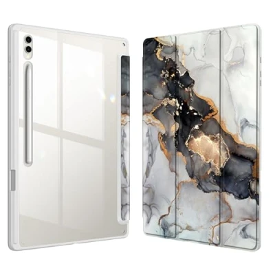 Immagine di FINTIE Custodia per Samsung Galaxy Tab S8 Ultra 14.6&quot; 2022 SM X900/X906 [Conservazione di Stylus] Antiurto Case Posteriore Trasparente Cover con Auto Sveglia/Sonno, (Z Cloudy Marble)