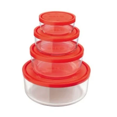 Immagine di Bormioli Food Storage Containers Frigoverre Red Set of 4