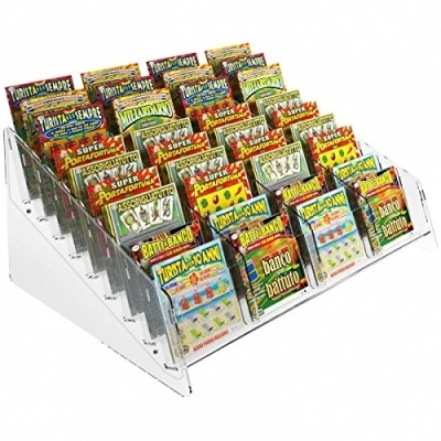 Immagine di DesignPlex Espositore gratta e Vinci da banco in plexiglass Trasparente a 36 Tasche Misure: 48.5 x H22 cm