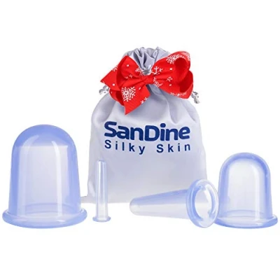 Immagine di Set per Coppettazione Coppetta massaggio Anticellulite Riduttore Doppio Mento Sistema viso Coppette in silicone kit di cellulite Sandine