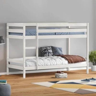 Immagine di Letto a castello Felix per bambini soppalco con scaletta in pino massiccio naturale 90 x 200 cm (B L)