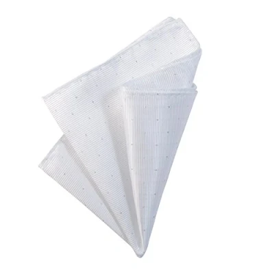 Immagine di DonDon fazzoletto da taschino con puntini argento 25 x cm per uomo adatto ad occasioni cerimoniali Bianco